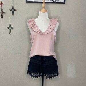 475 - Blush Sleeveless Ruffle Top